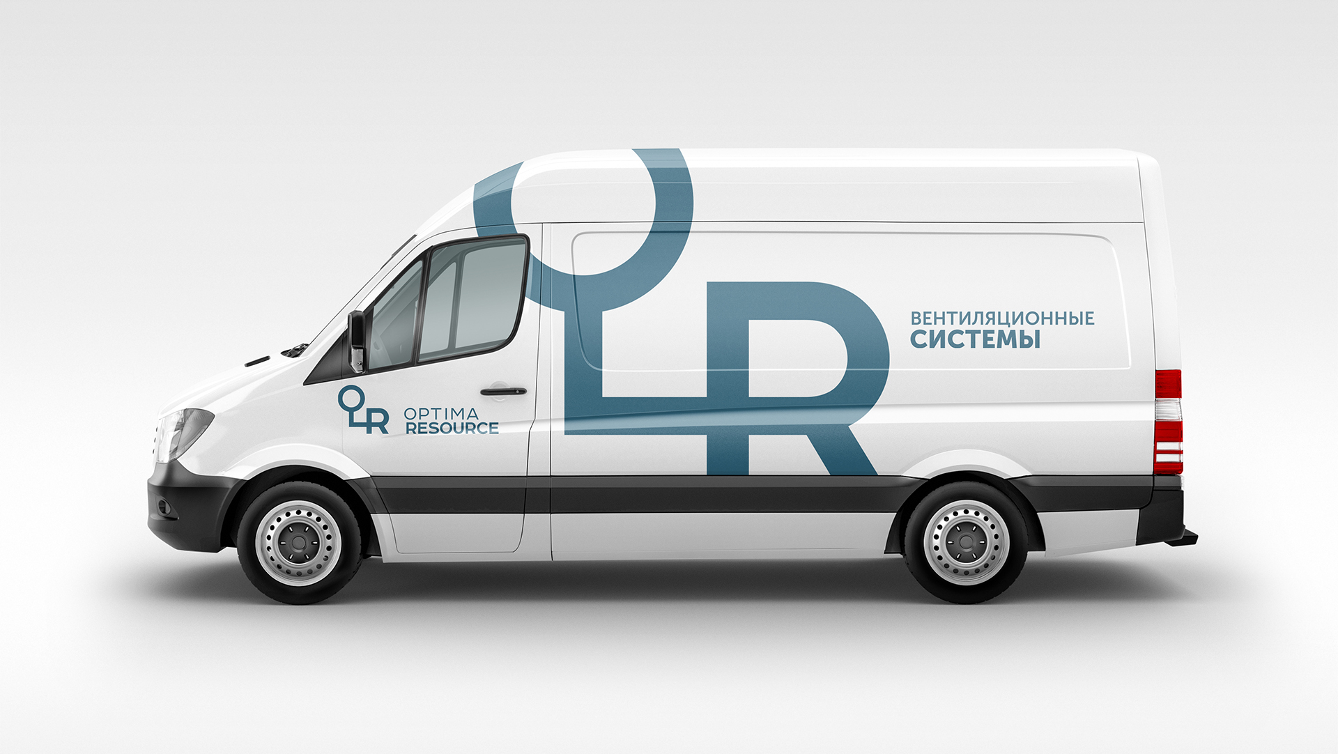 Разработка фирменного стиля Optima Resurs, системы вентиляции - пример оформления транспорта